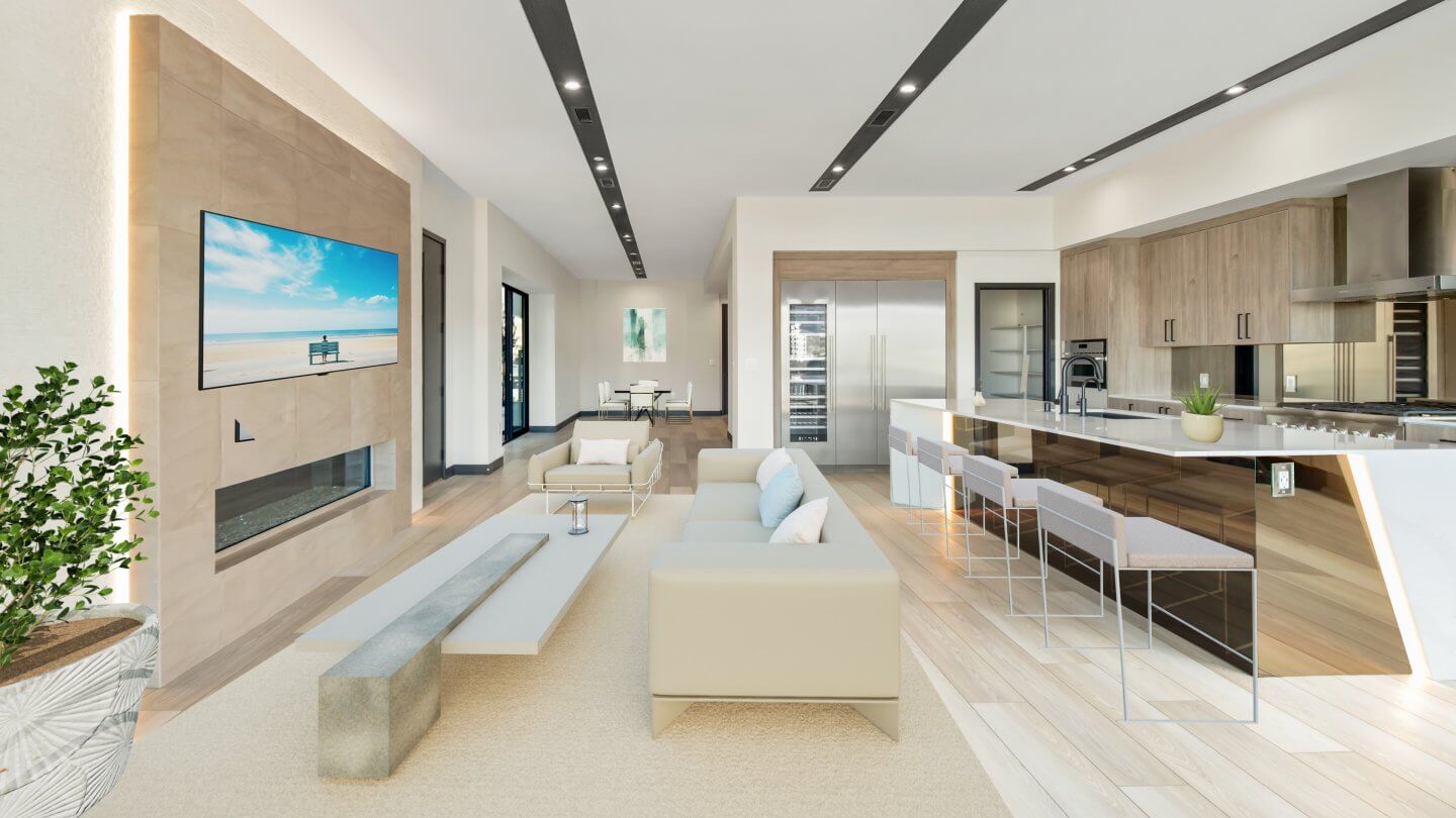 Lake Las Vegas Homes Front Exterior Shoreline 53 Great Room 1 scaled