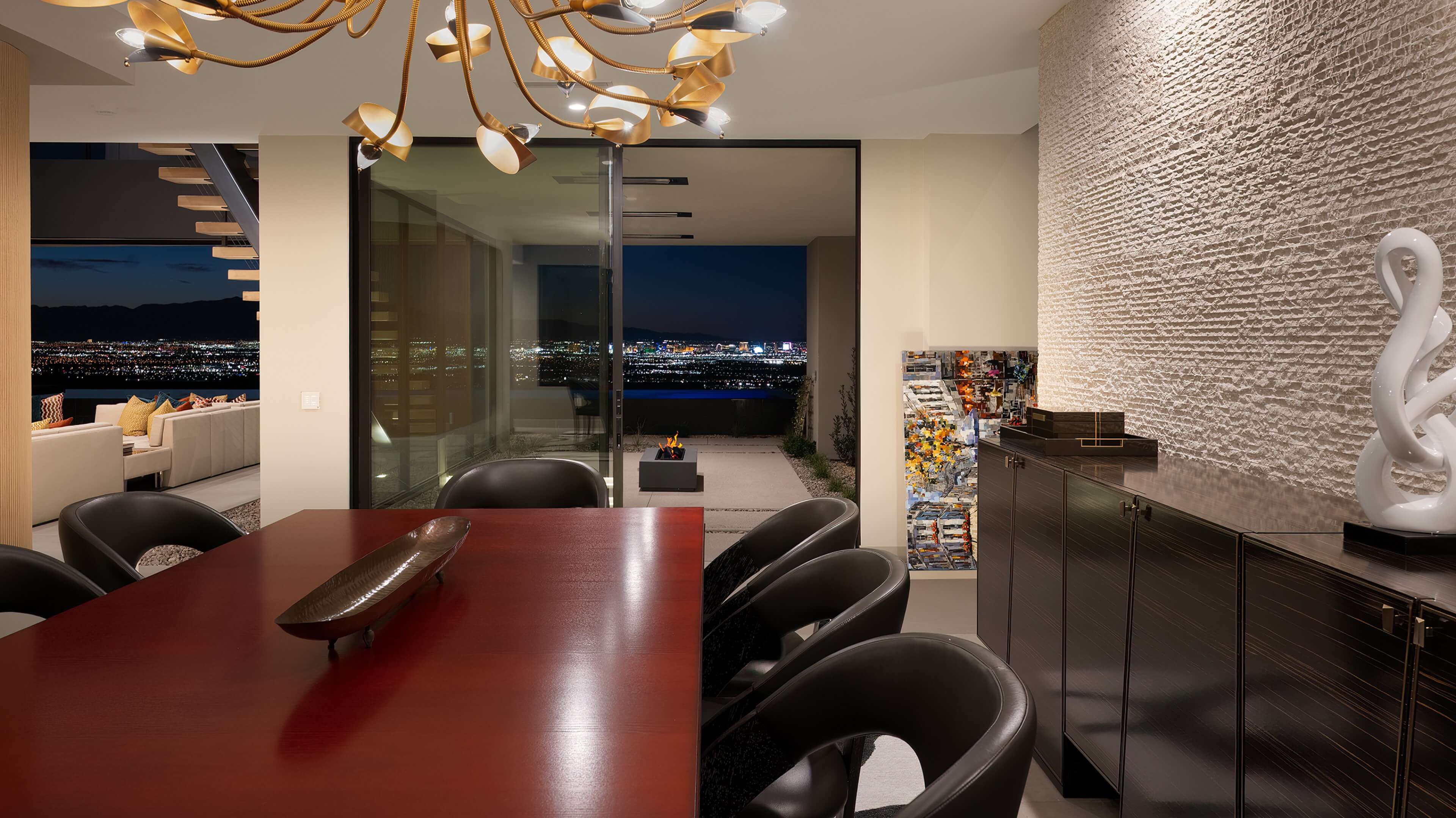 Lunate Interior Night Dining Room View