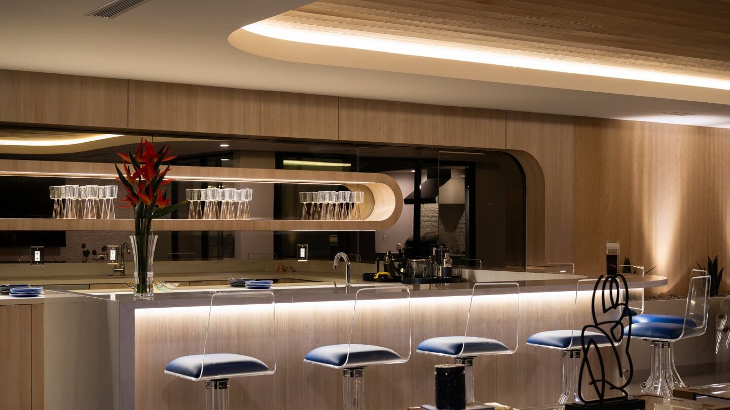 Lunate Interior Night Media Bar Angle