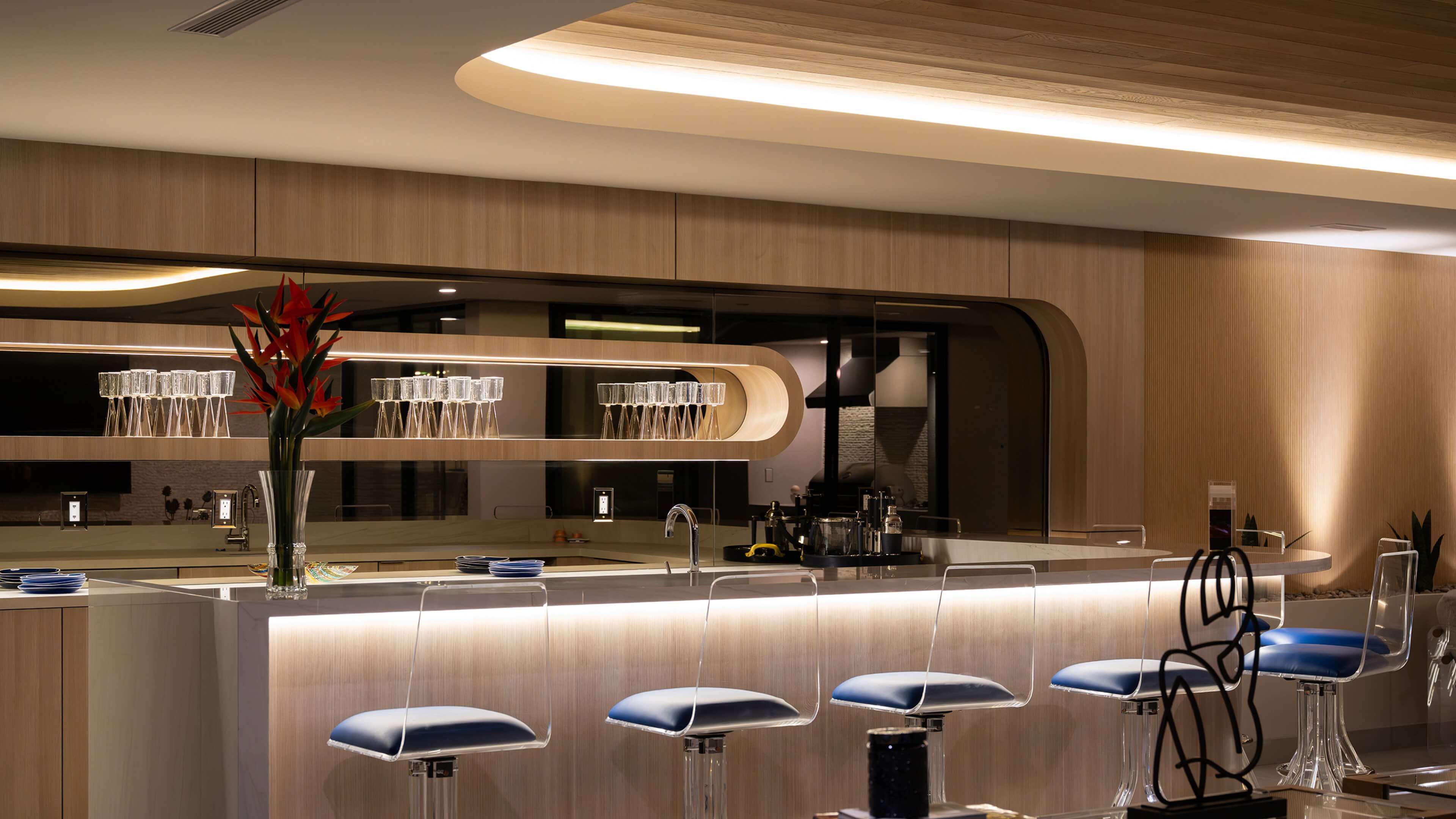 Lunate Interior Night Media Bar Angle