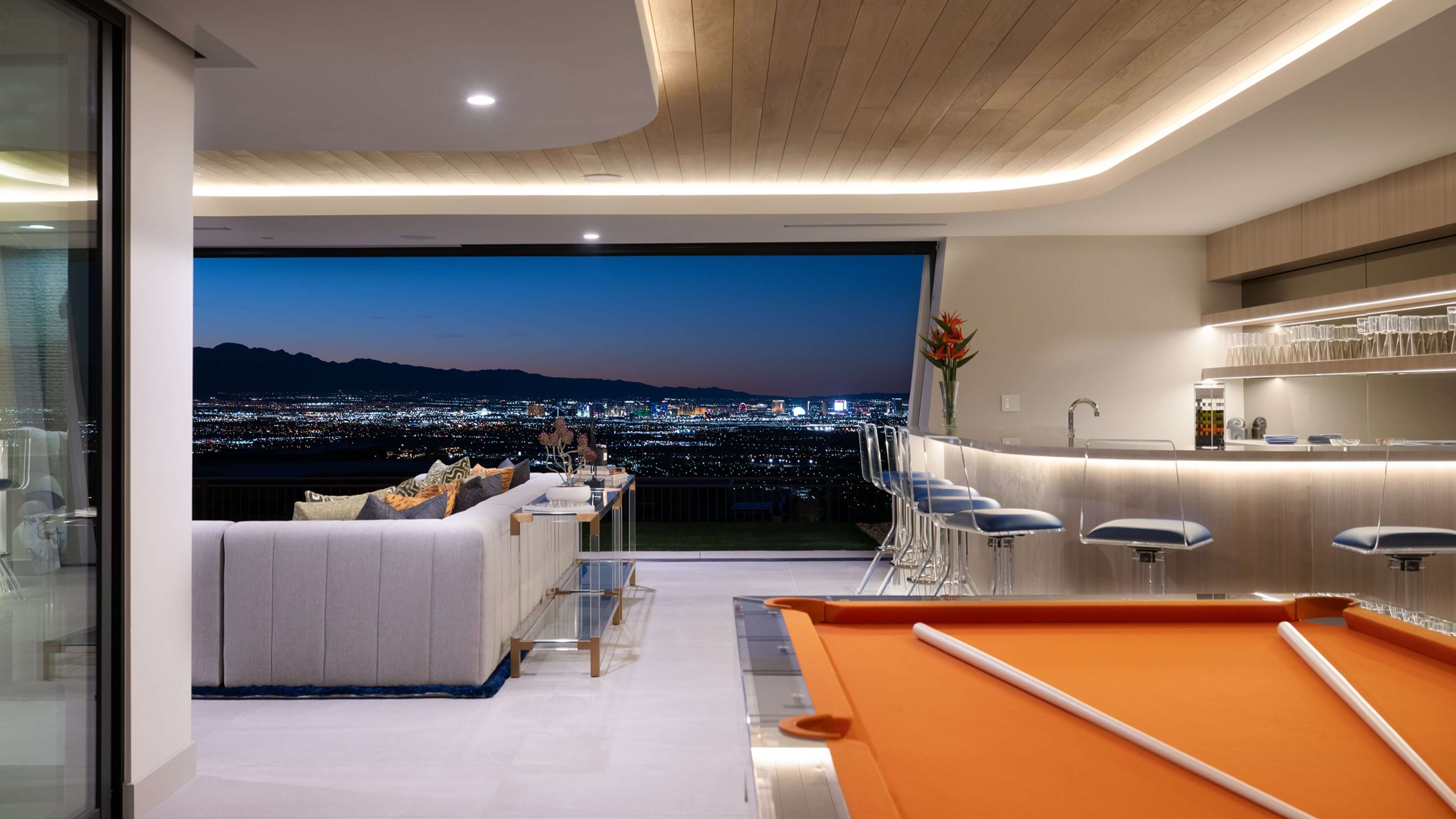 Lunate Interior Night Media Room View
