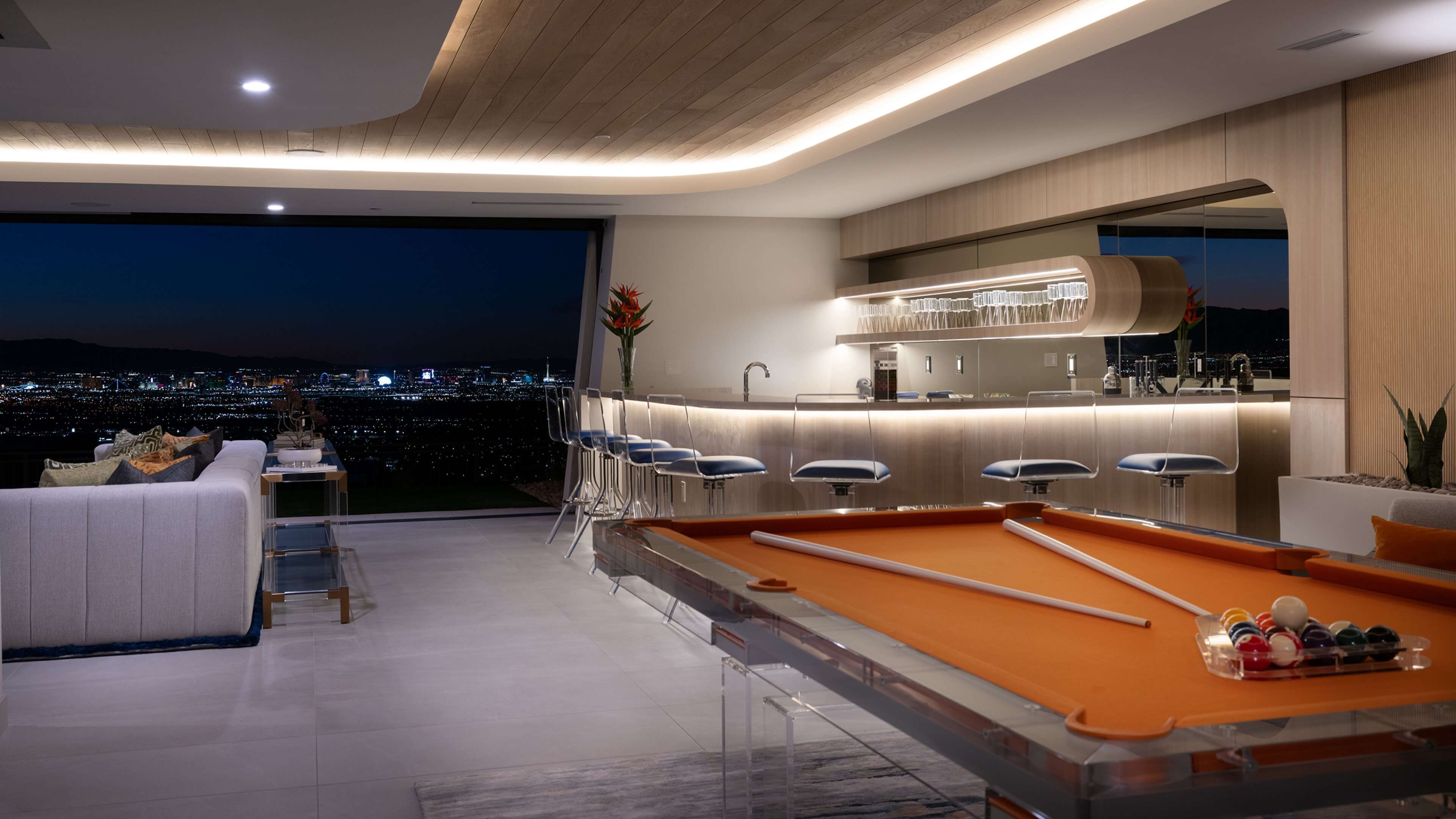Lunate Interior Night Media Room View