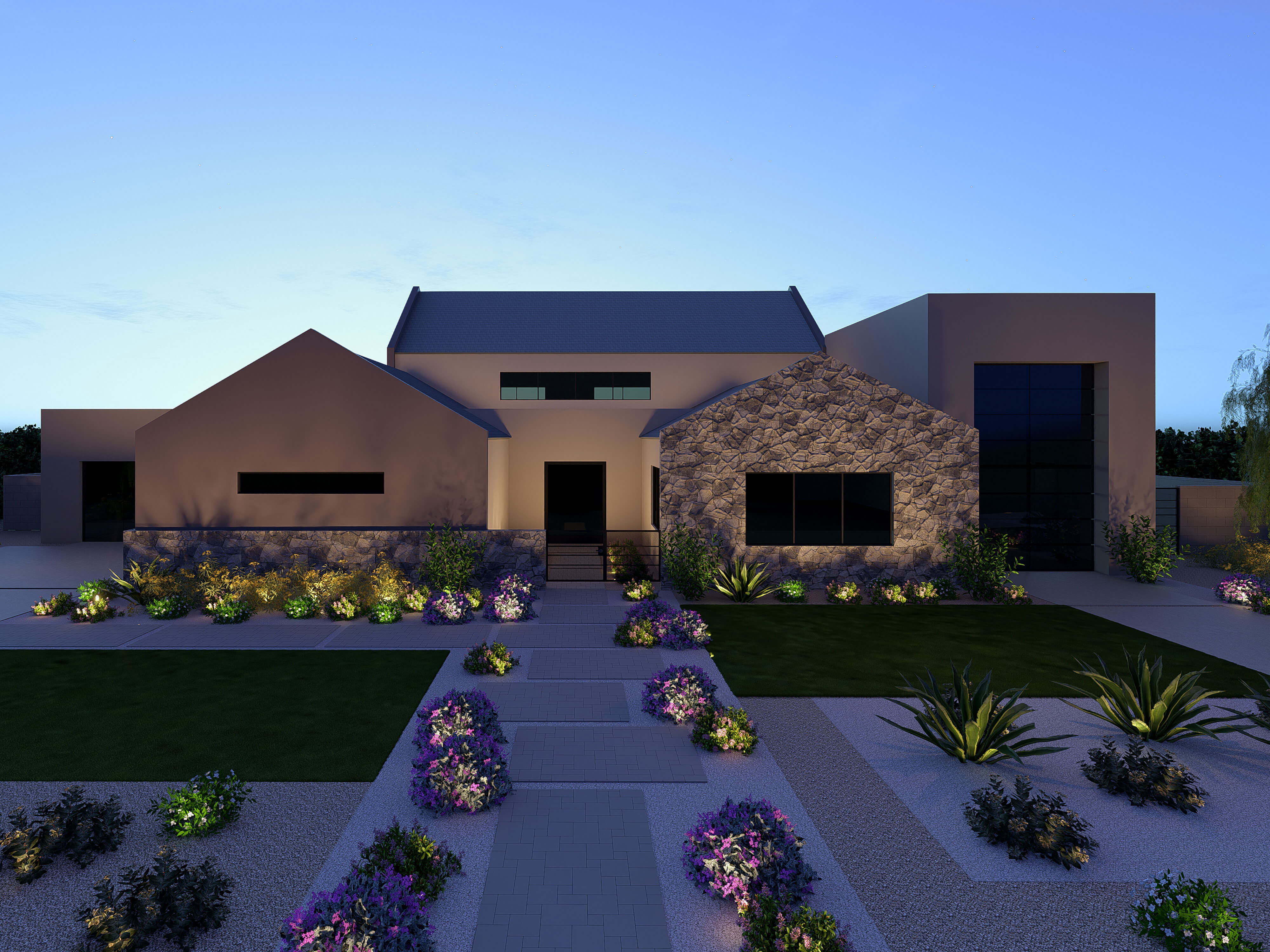 Farmhouse Elevation with Workshop