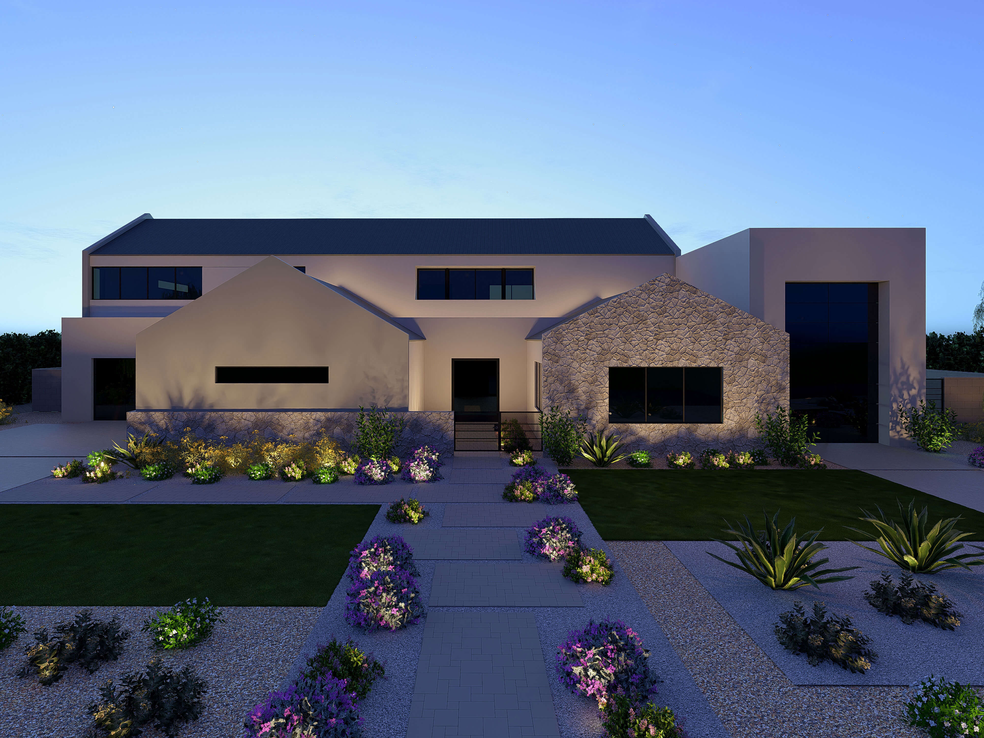 Farmhouse Elevation with Workshop